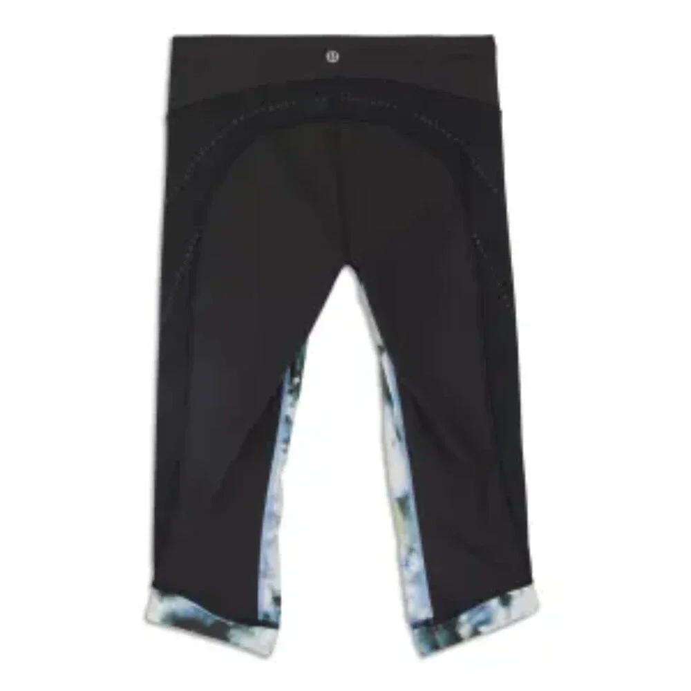 Lululemon Full-on Stop at Nothing Blue Tie-Dye Print Crop Leggings Size 4, EUC